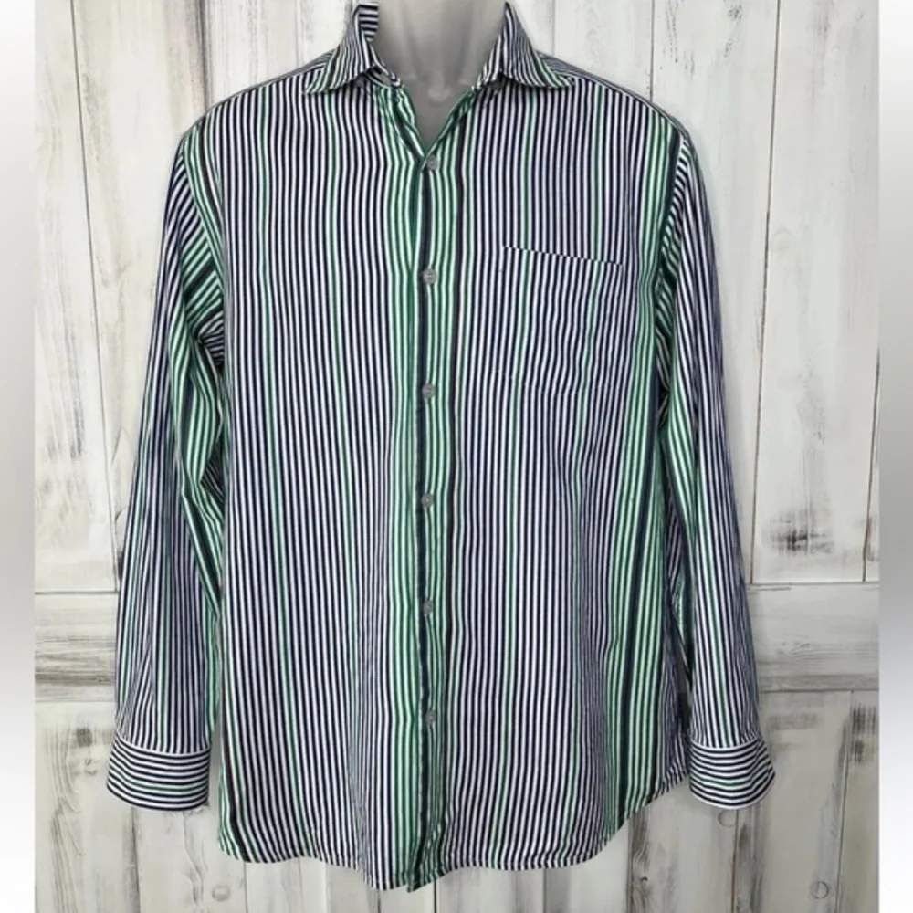 Tommy Bahama Striped Button Down Shirt Sz Mens Large Cotton/Silk Blend Preppy‎
